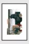 Preview: FOREST EDIT V gerahmter Fine Art Print mit abstrakten Baumformen in tiefem Petrol, Rostrot und warmen Naturtönen