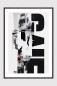 Preview: OFF SCRIPT framed Urban Art print with bold black typography, floating diver and matte black frame