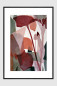 Preview: PETAL CLUB III gerahmter Fine Art Print mit abstrakten floralen Formen in Bordeaux, Coral und Grün