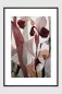 Preview: PETAL CLUB V gerahmter Fine Art Print mit moderner floraler Komposition in Bordeaux Apricot und Grün