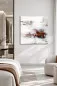 Preview: ROSEWOOD abstraktes Leinwandbild in einem hellen modernen Schlafzimmer