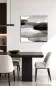 Preview: TERRA N°1 abstract canvas artwork displayed in a contemporary dining room with a dark wood table