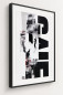 Preview: OFF SCRIPT framed Fine Art Print with white mount and matte black frame shown from an angle