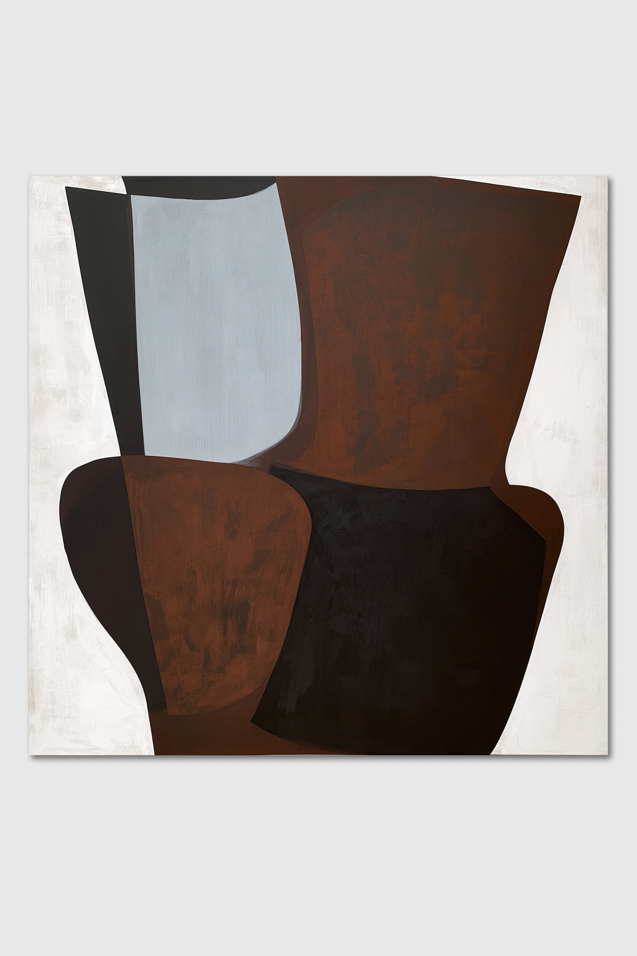 MARRA abstraktes Leinwandbild 90x90 cm in Rostbraun, Schwarz, Blaugrau und Off-White