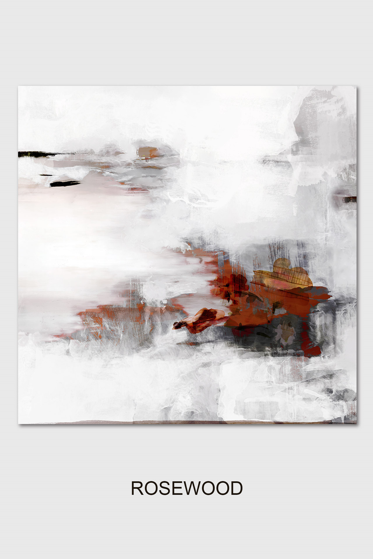 ROSEWOOD abstract canvas artwork in off-white, grey, rust and warm brown