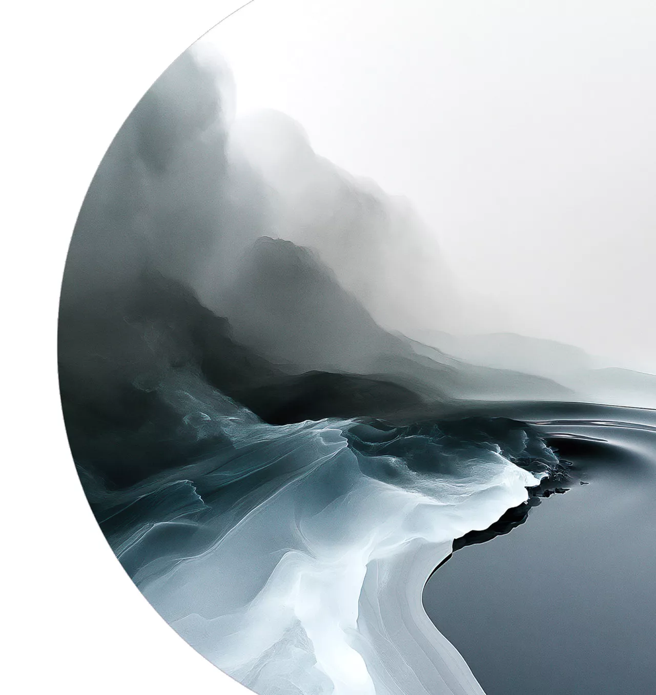 Detail von SEA SALT I abstrakter Meeres-Kunstdruck mit fließenden Formen in Blaugrau
