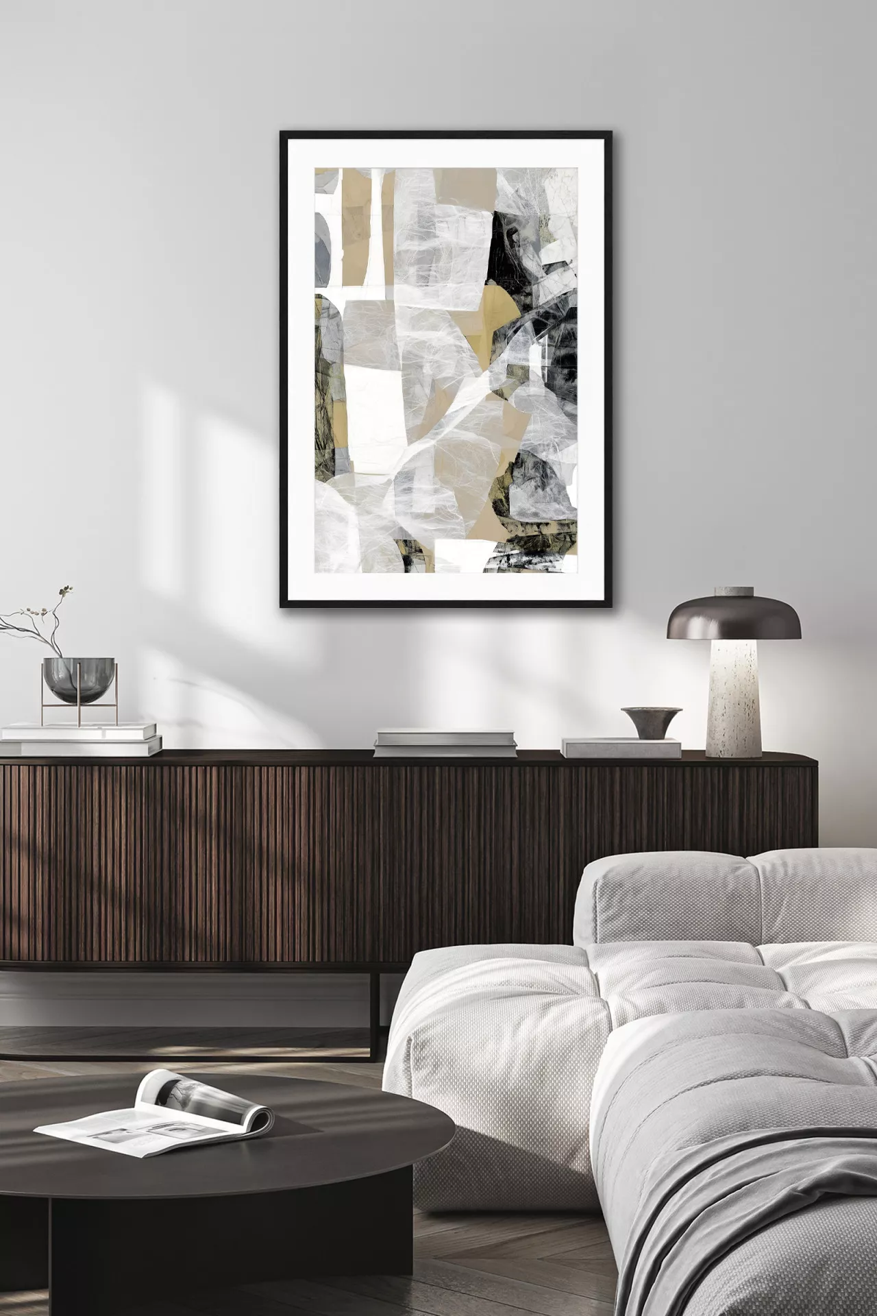 DRY MARTINI gerahmte abstrakte Kunst in modernem Interior