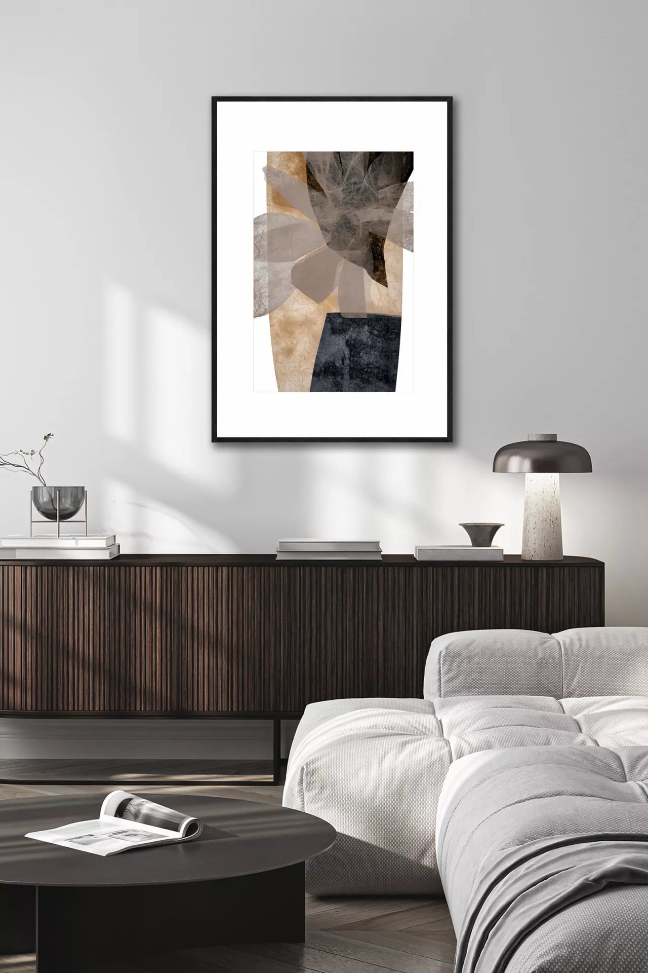 TRAME abstract Fine Art Print in a contemporary living room