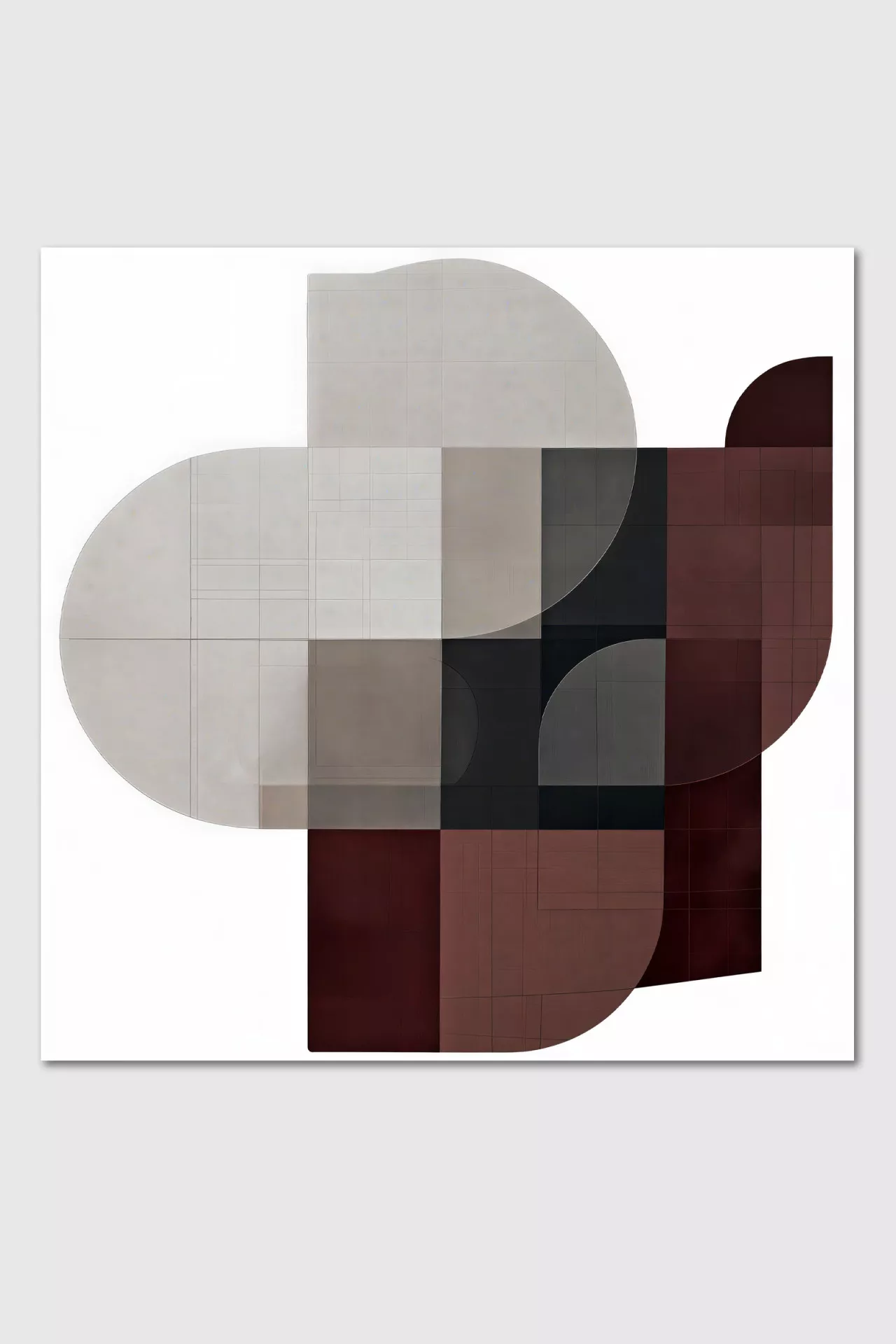 MARGO abstraktes Leinwandbild 90x90 cm in Bordeaux Greige und Anthrazit