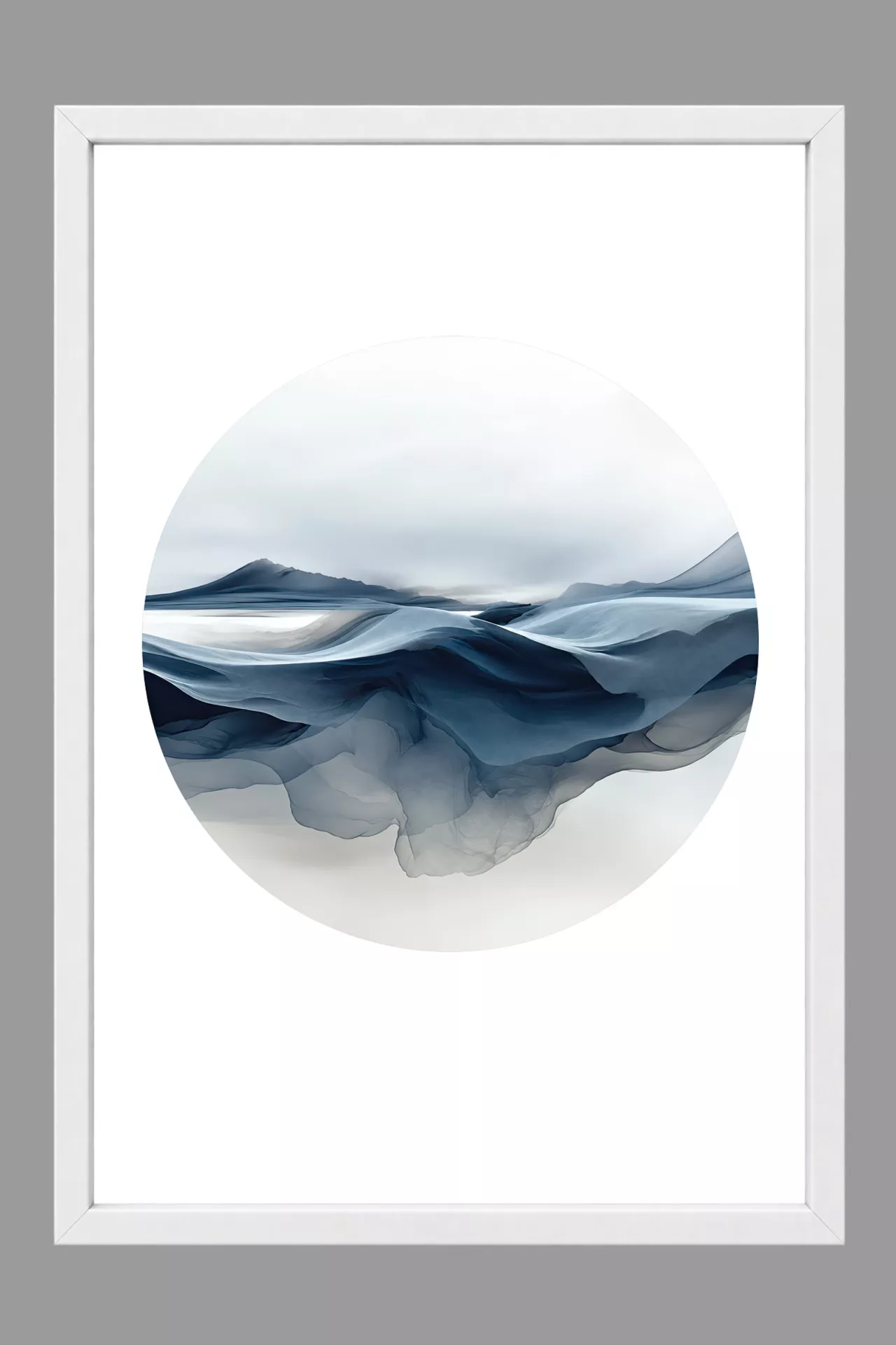 SEA SALT II gerahmter Fine Art Print in Blau und Grau mit weißem matten Rahmen