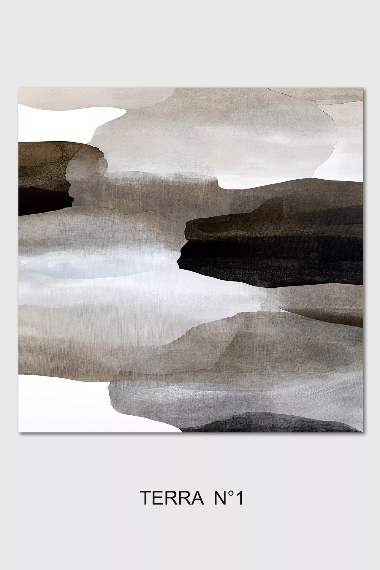 TERRA N°1 abstract Fine Art Canvas Print in taupe, grey, brown and black