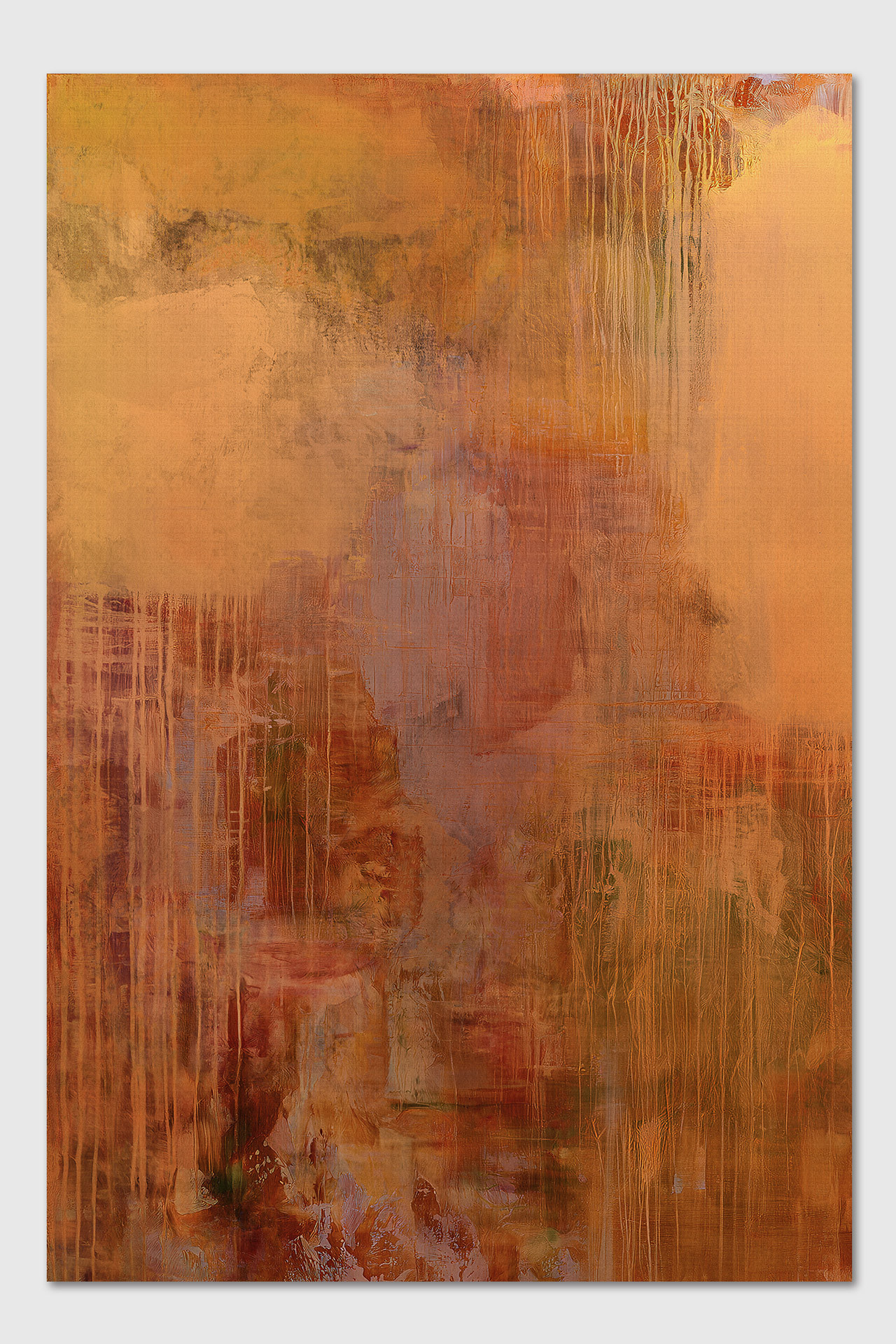 ZAZOU abstrakter Kunstdruck auf Leinwand in Gelb und Ocker – Purple Canvas