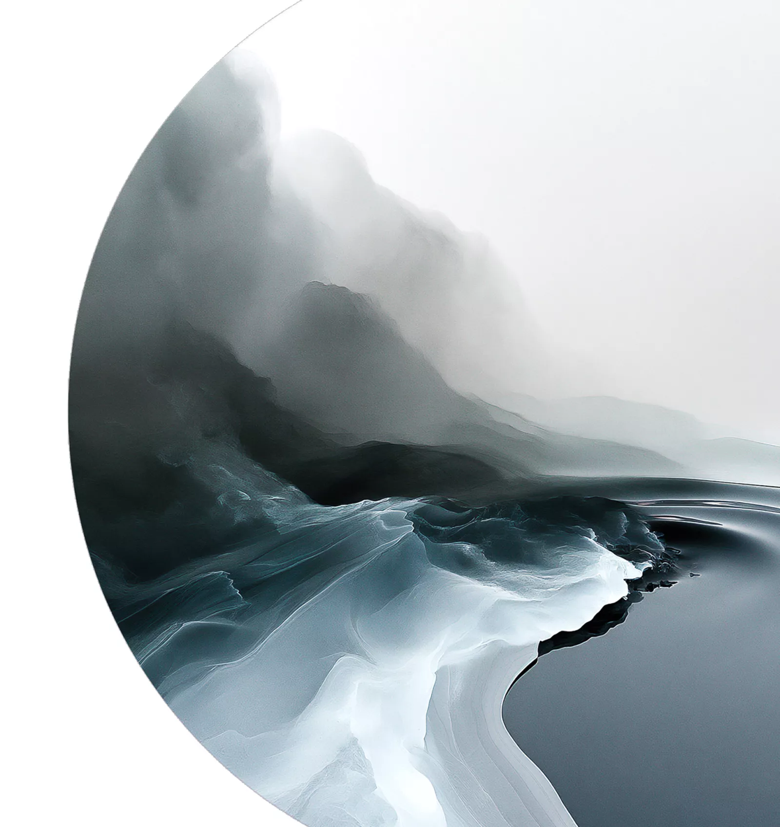 Detail von SEA SALT I abstrakter Meeres-Kunstdruck mit fließenden Formen in Blaugrau