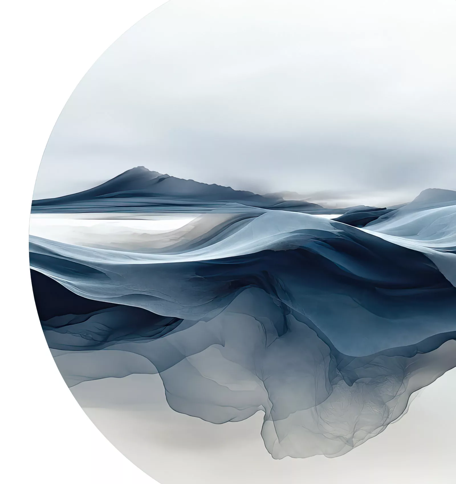 SEA SALT II abstrakte Wasserlandschaft in Navy Blau Grau und Weiß