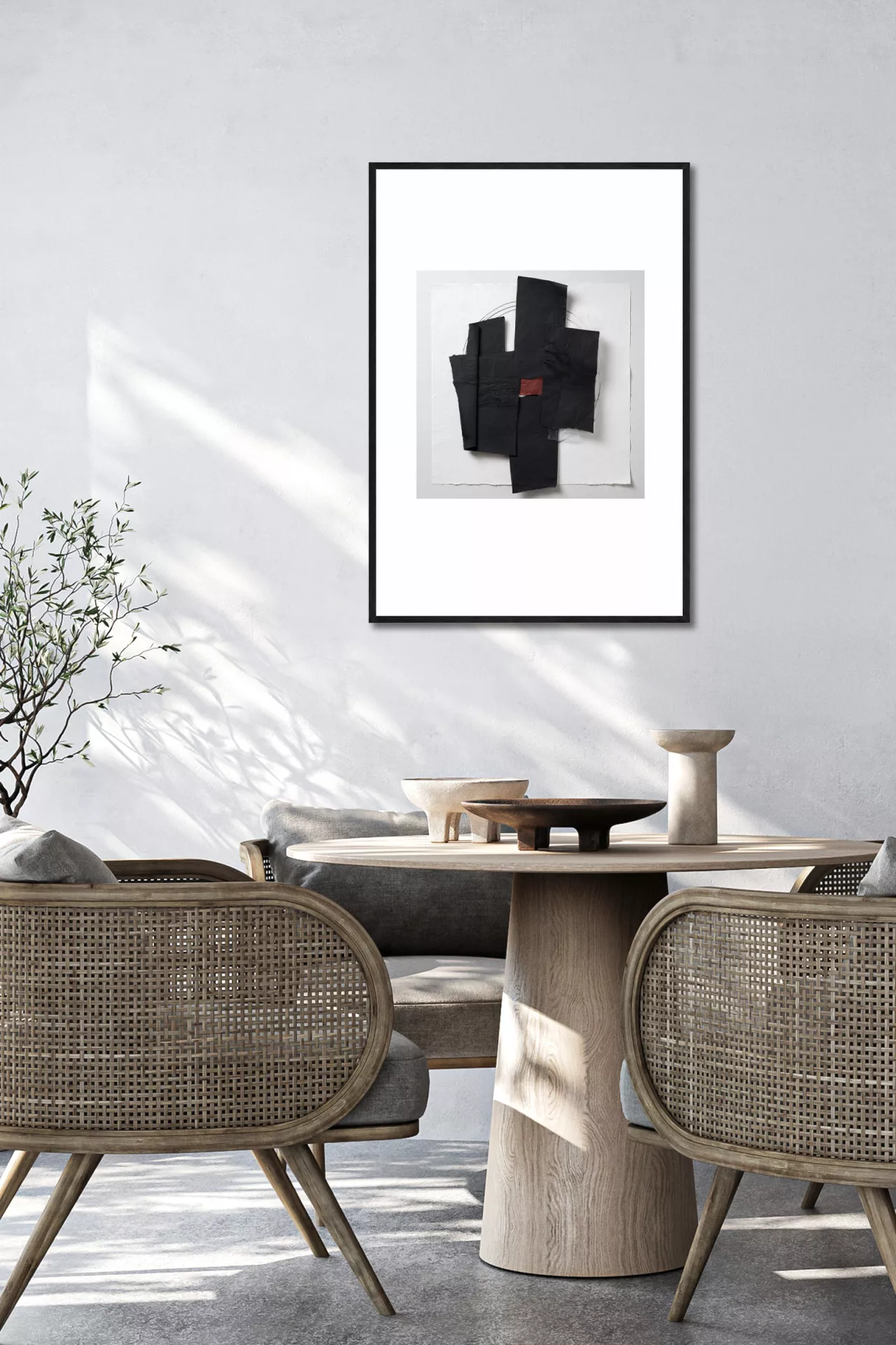 PLI NOIR gerahmter Fine Art Print in modernem Essbereich