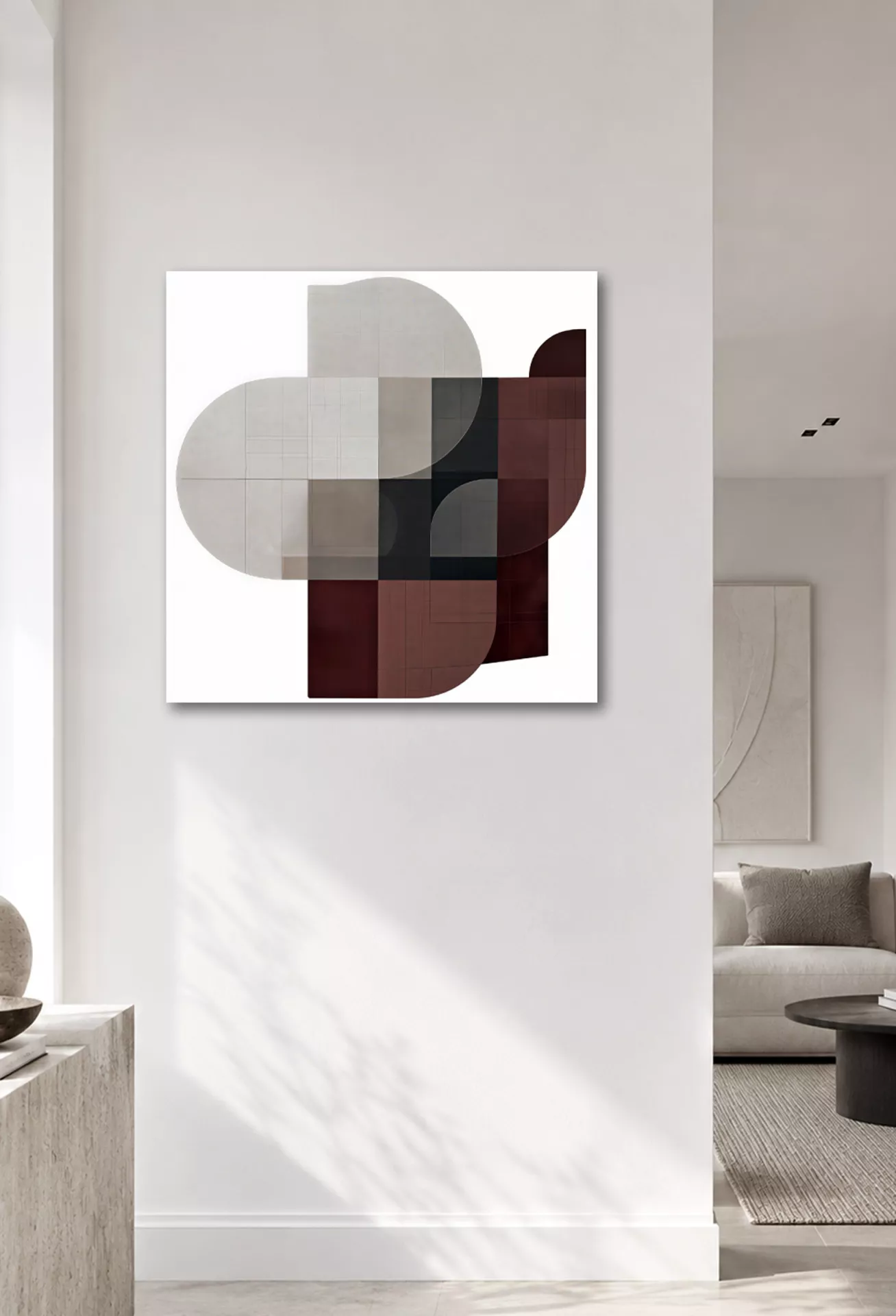 MARGO abstraktes Leinwandbild 90x90 cm in hellem modernem Interior