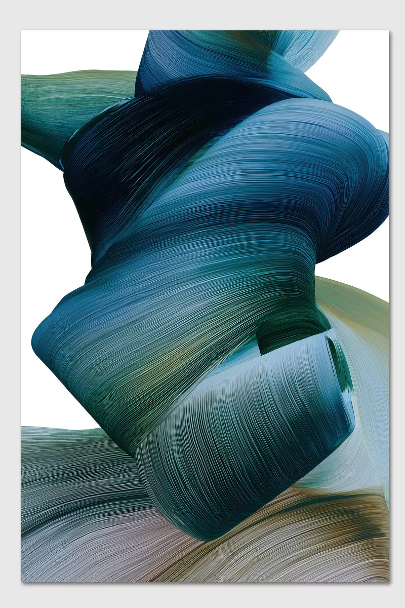 BONDING abstract canvas art in blue, petrol and green