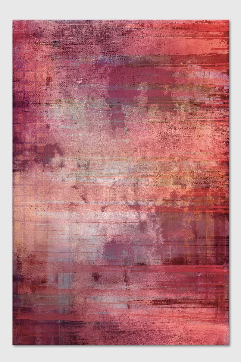 CHERRY BLUSH | Abstraktes Leinwandbild in Rosé- und Kirschrot-Tönen