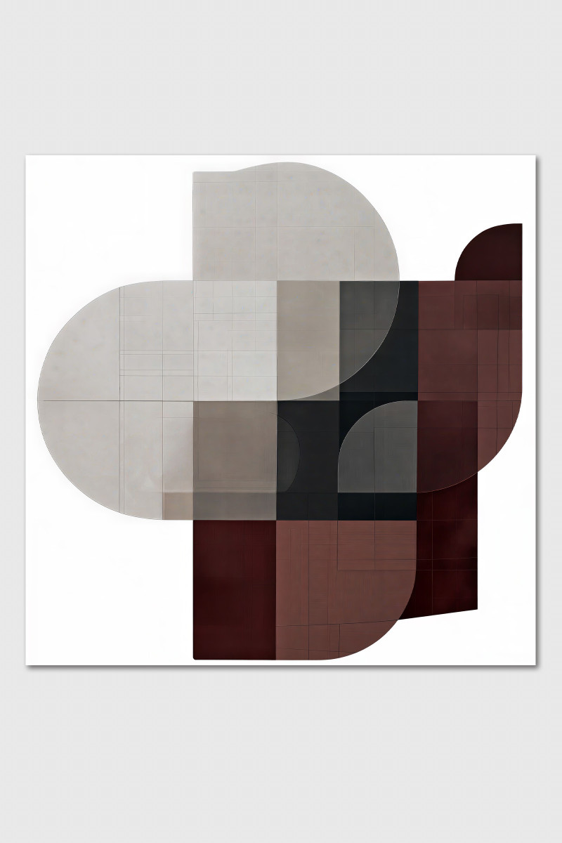 MARGO abstraktes Leinwandbild 90x90 cm in Bordeaux Greige und Anthrazit