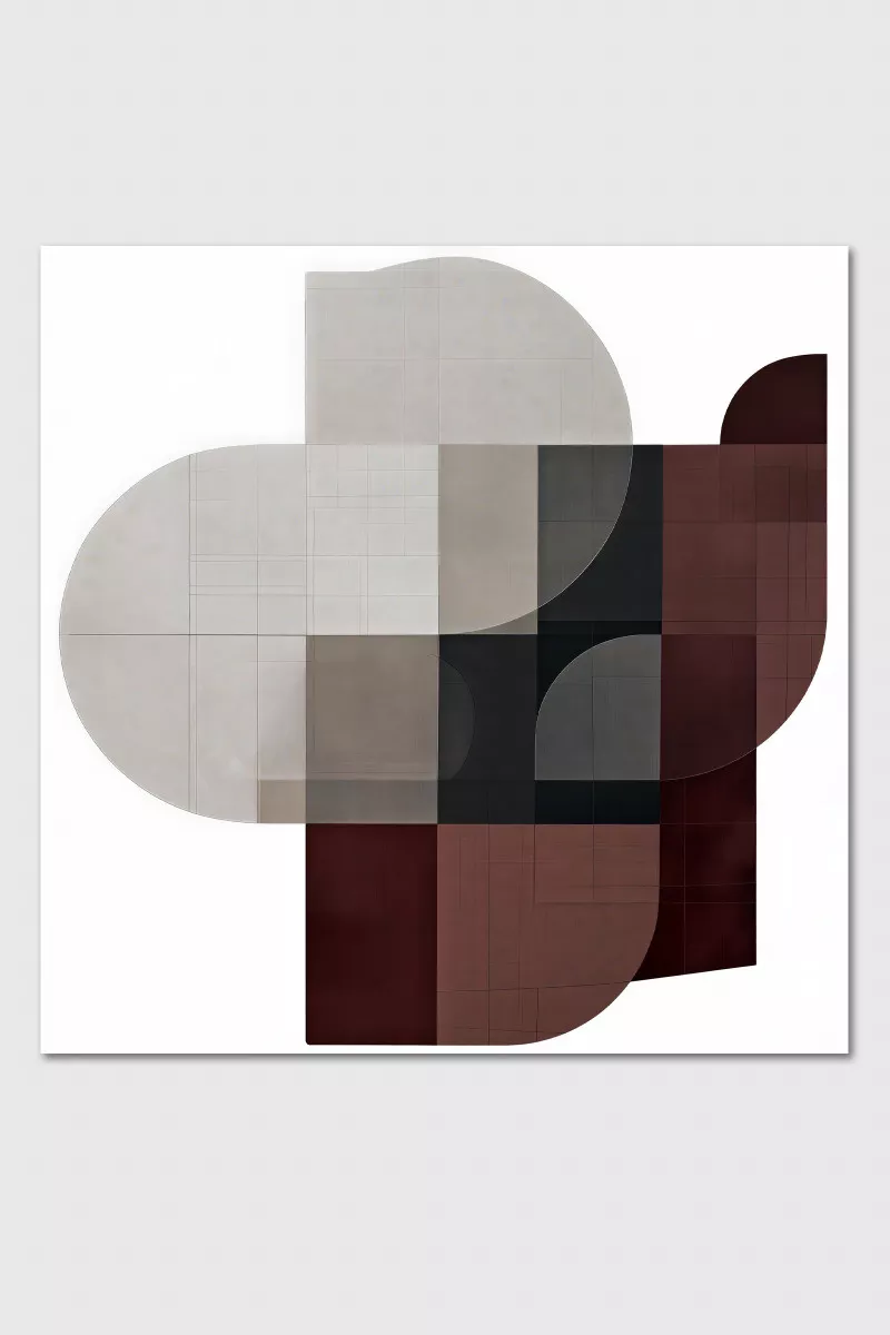MARGO abstraktes Leinwandbild 90x90 cm in Bordeaux Greige und Anthrazit