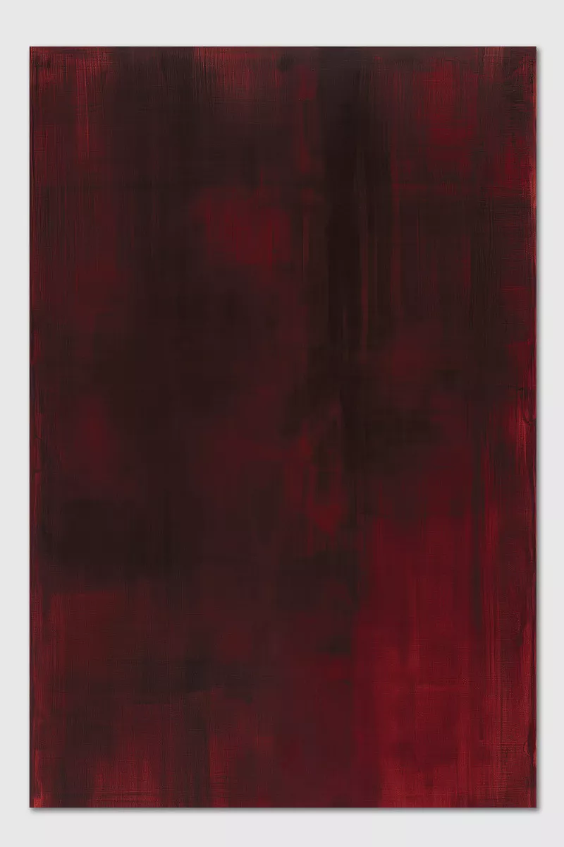 RED ONLY PULSE abstraktes Leinwandbild in Dunkelrot und Bordeaux