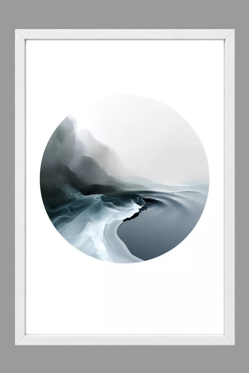 SEA SALT I gerahmter Kunstdruck mit abstrakter Meereslandschaft in Blaugrau