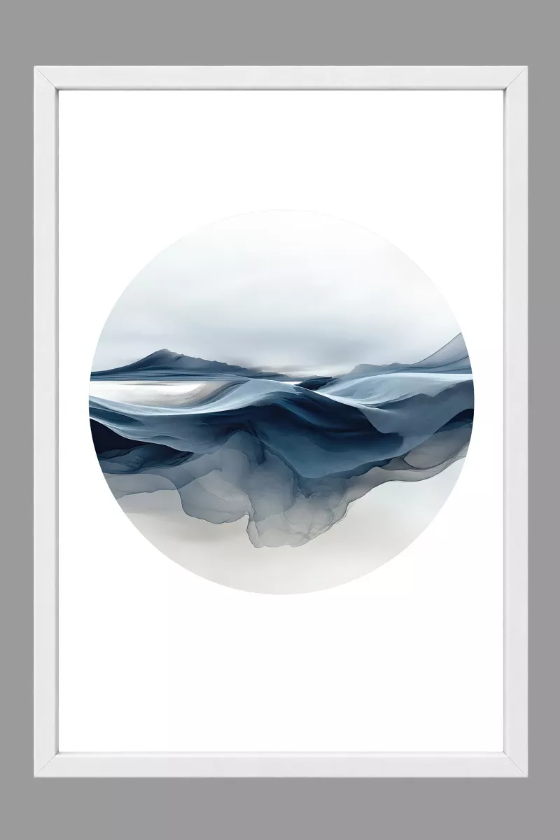 SEA SALT II gerahmter Fine Art Print in Blau und Grau mit weißem matten Rahmen