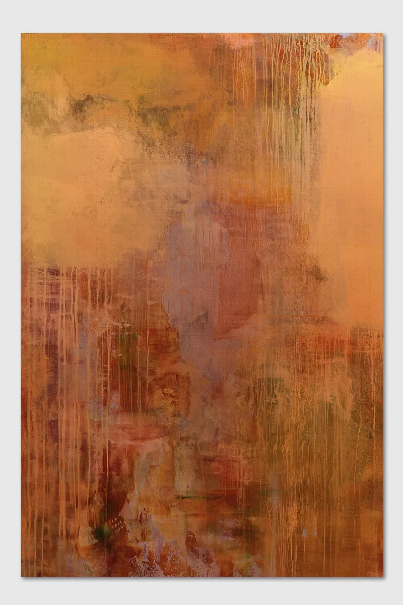 ZAZOU abstrakter Kunstdruck auf Leinwand in Gelb und Ocker – Purple Canvas